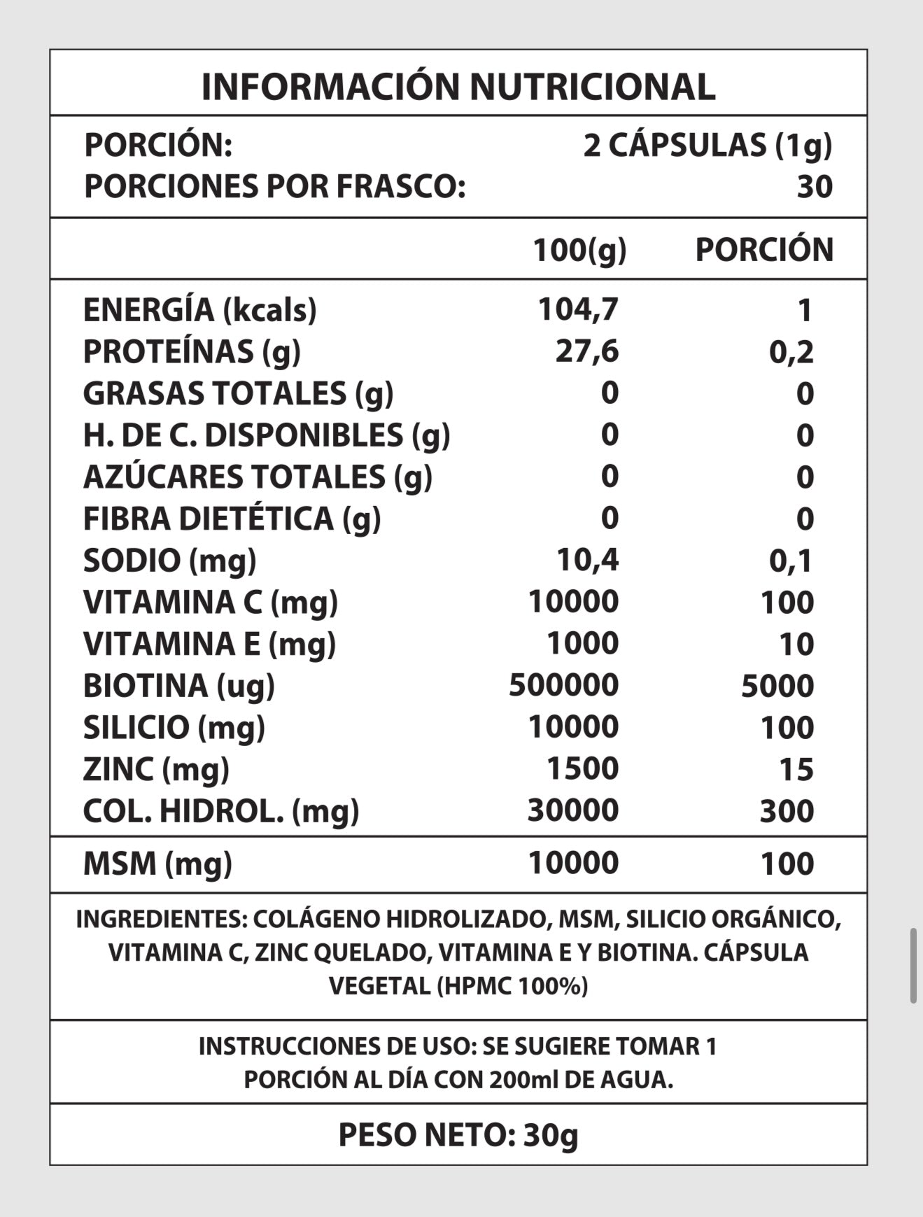 BIOTINA + COLÁGENO 1000MG 60CAPS - SANA TU CUERPO