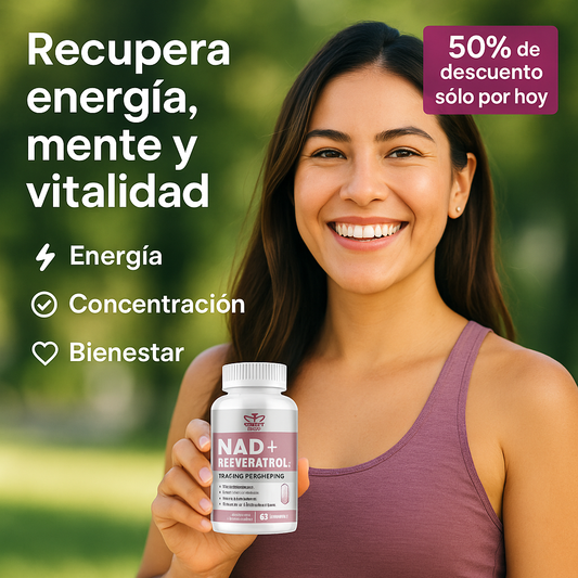 NAD+RESVERATROL 60 CAPSULAS - RECUPERA TU ENERGÍA, MENTE Y VITALIDAD