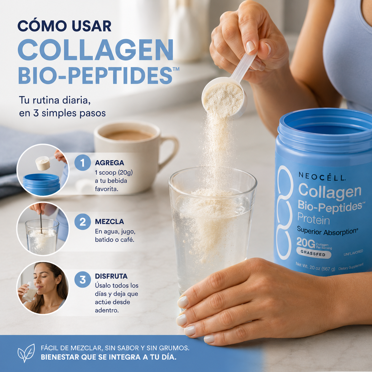 NEOCELL COLLAGEN BIO-PEPTIDES® - Tu piel no está fallando. Tu colágeno sí.